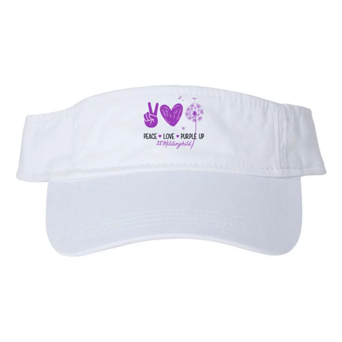 Peace Love Purple Up Military Child Valucap Bio-Washed Visor