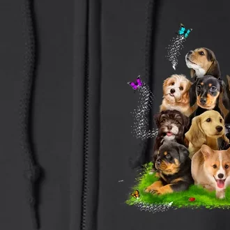 Puppy Lover Puppy Pile Cute Puppy Dog Lover Dog Full Zip Hoodie