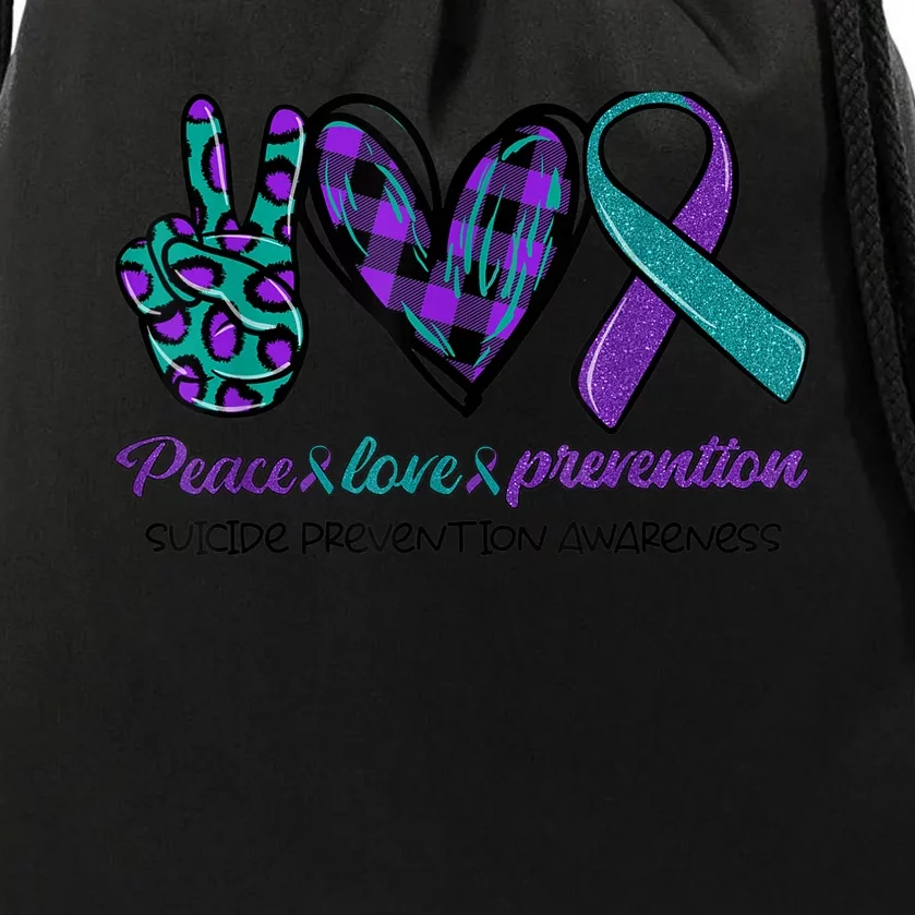 Peace Love Prevention Suicide Prevention Awareness Drawstring Bag