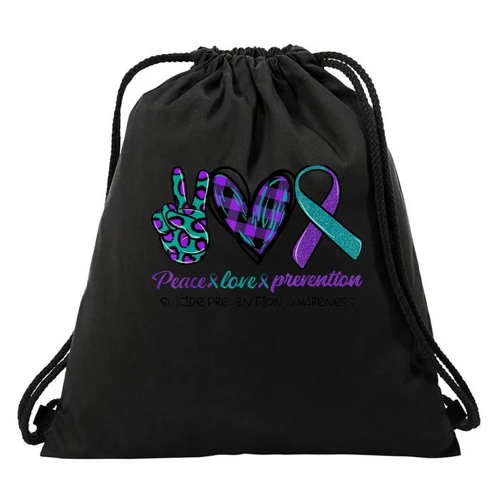 Peace Love Prevention Suicide Prevention Awareness Drawstring Bag