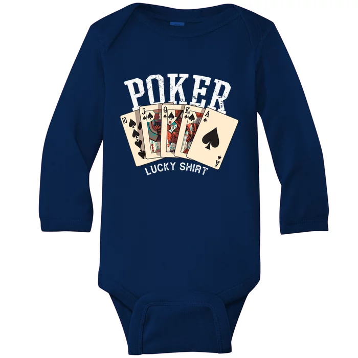 Poker Lucky Poker Player Gambling Funny Poker Baby Long Sleeve Bodysuit