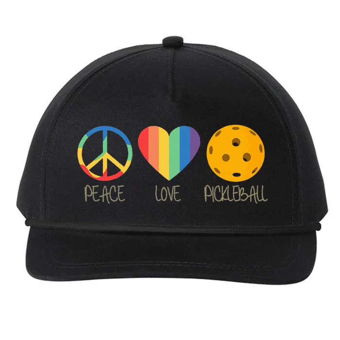 Peace Love Pickleball Snapback Five-Panel Rope Hat