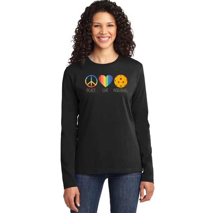 Peace Love Pickleball Ladies Long Sleeve Shirt