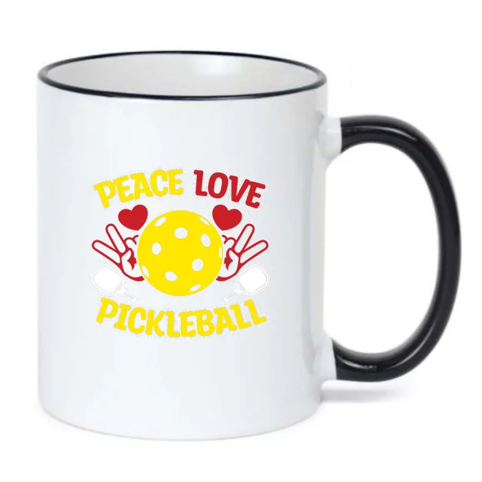 Peace Love Pickleball Sport Gift Pickleball Player Black Color Changing Mug