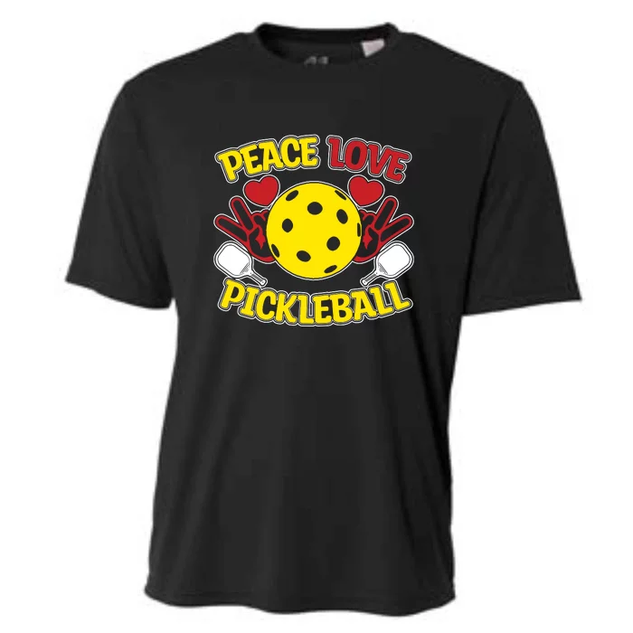 Peace Love Pickleball Sport Gift Pickleball Player Cooling Performance Crew T-Shirt