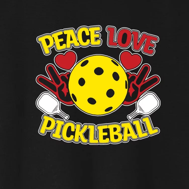 Peace Love Pickleball Sport Gift Pickleball Player Women's Crop Top Tee