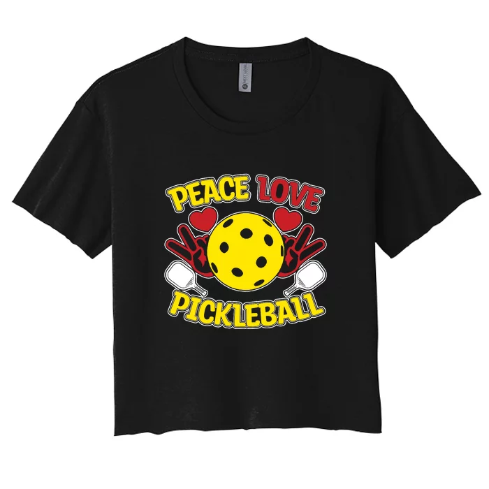 Peace Love Pickleball Sport Gift Pickleball Player Women's Crop Top Tee