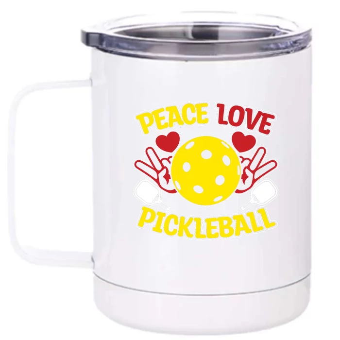 Peace Love Pickleball Sport Gift Pickleball Player Front & Back 12oz Stainless Steel Tumbler Cup