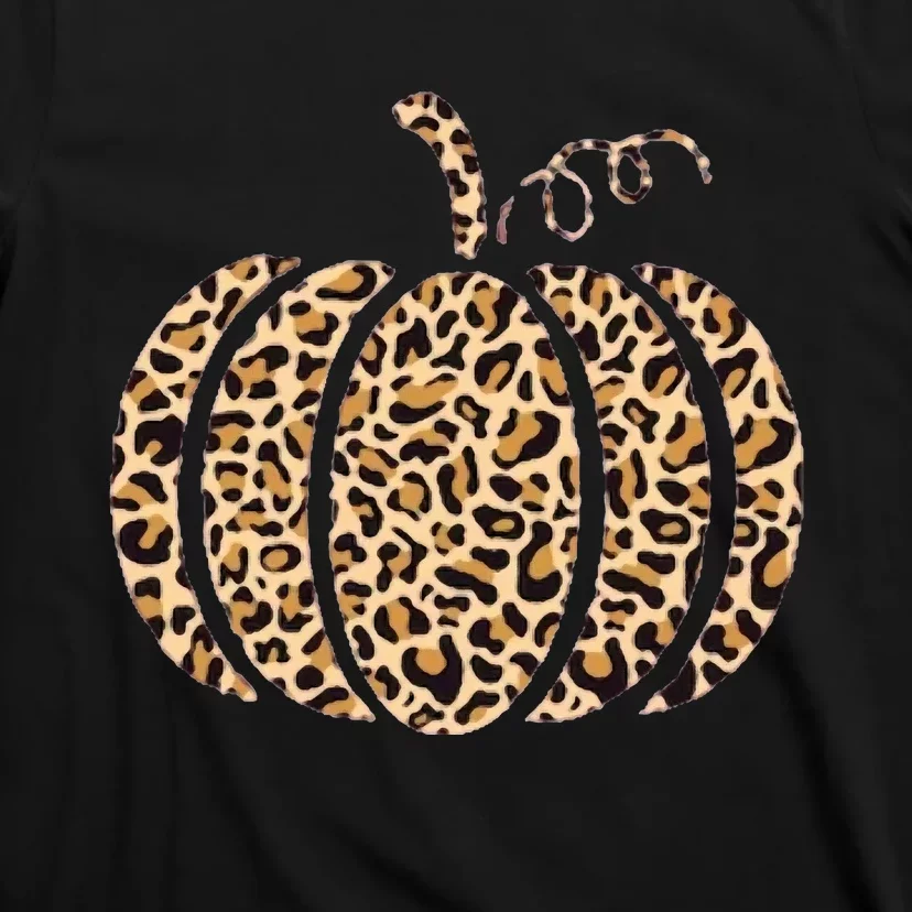 Pumpkin Leopard Print Cheetah Fall Thanksgiving T-Shirt