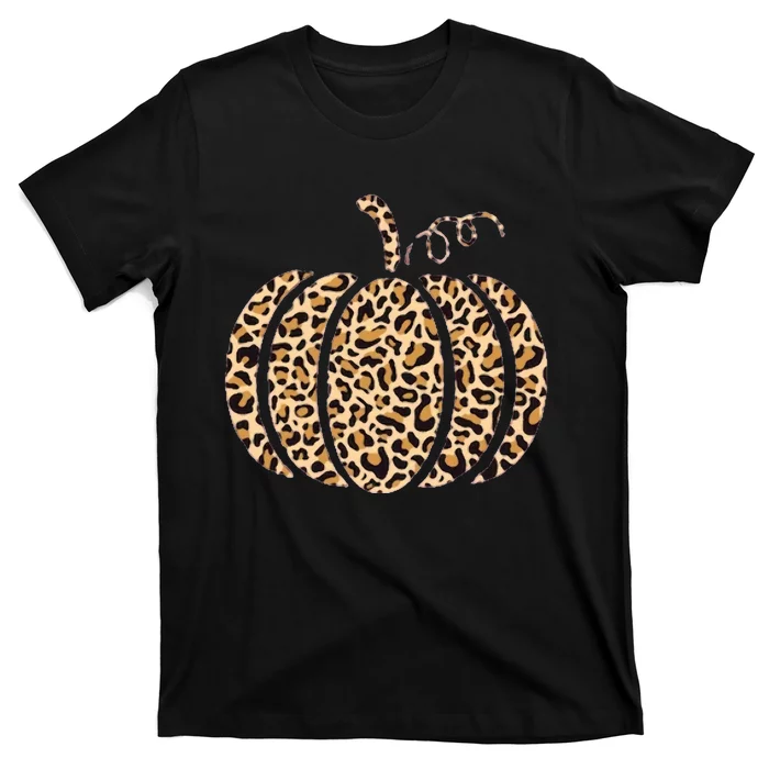 Pumpkin Leopard Print Cheetah Fall Thanksgiving T-Shirt