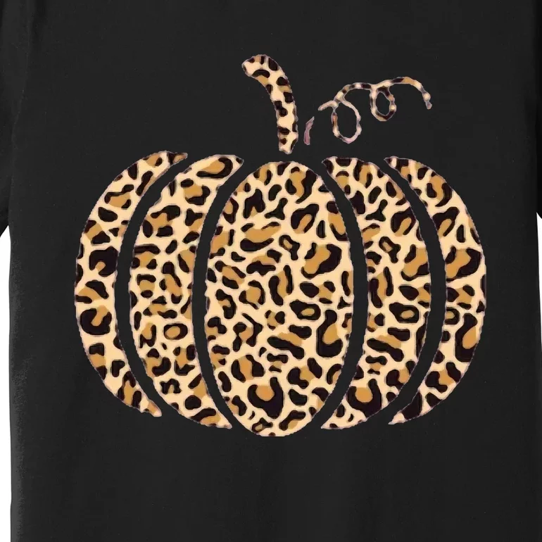 Pumpkin Leopard Print Cheetah Fall Thanksgiving Premium T-Shirt