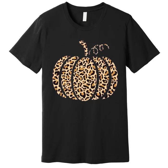 Pumpkin Leopard Print Cheetah Fall Thanksgiving Premium T-Shirt