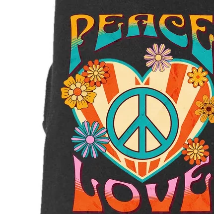 Peace Love Peace Sign 60s 70s Hippie Style Doggie 3-End Fleece Hoodie