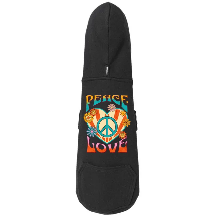 Peace Love Peace Sign 60s 70s Hippie Style Doggie 3-End Fleece Hoodie