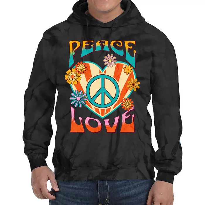 Peace Love Peace Sign 60s 70s Hippie Style Tie Dye Hoodie