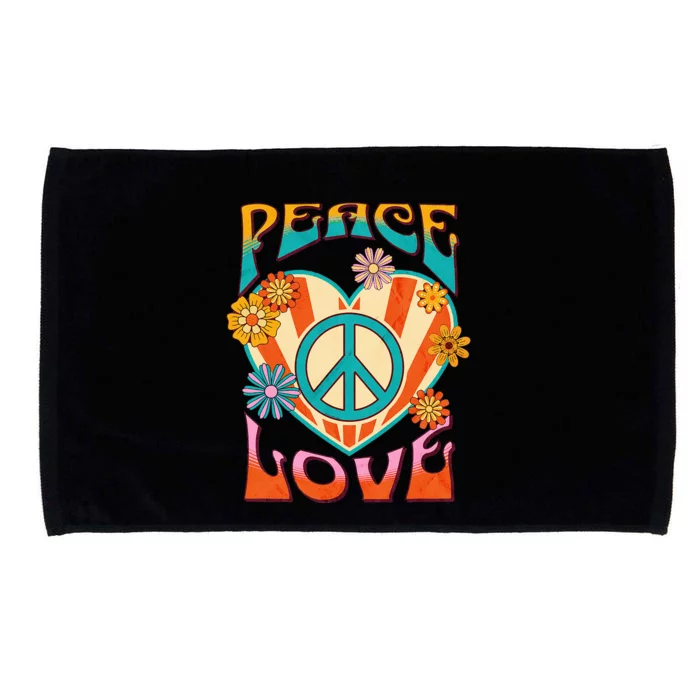 Peace Love Peace Sign 60s 70s Hippie Style Microfiber Hand Towel