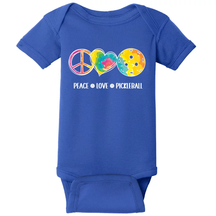 Peace Love Pickleball Funny Pickleball Tie Dye Great Gift Baby Bodysuit