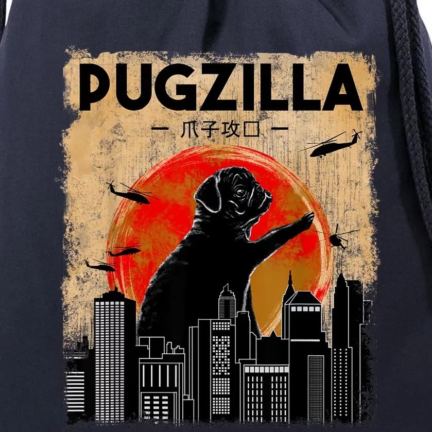 Pug Lover Pugzilla Funny Pug Funny Dog Pug Art Pug Drawstring Bag