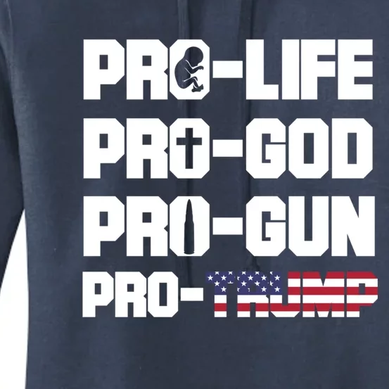 Pro Life Pro God Pro Gun Pro Trump 2020 Conservative Gift Women's Pullover Hoodie