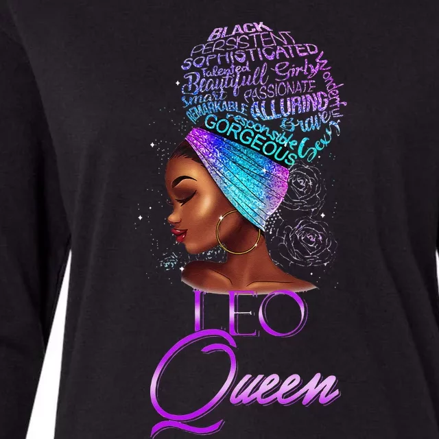 Purple Leo Queen African American Woman July August Birthday Womens Cotton Relaxed Long Sleeve T-Shirt