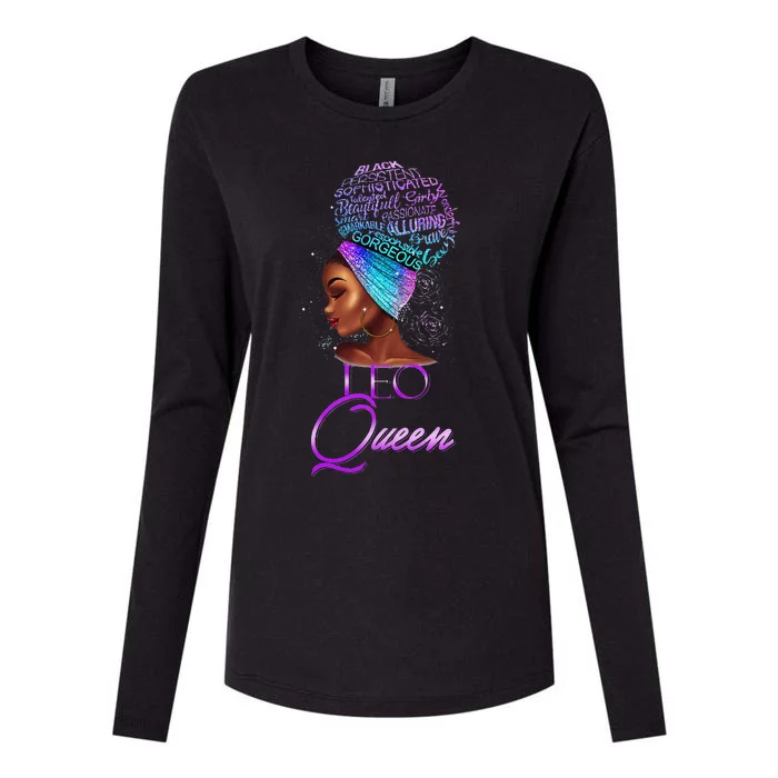 Purple Leo Queen African American Woman July August Birthday Womens Cotton Relaxed Long Sleeve T-Shirt