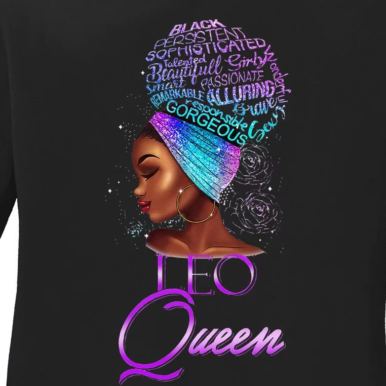 Purple Leo Queen African American Woman July August Birthday Ladies Long Sleeve Shirt