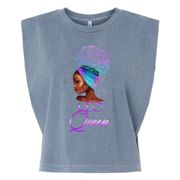 Purple Leo Queen African American Woman July August Birthday Garment-Dyed Women's Muscle Tee