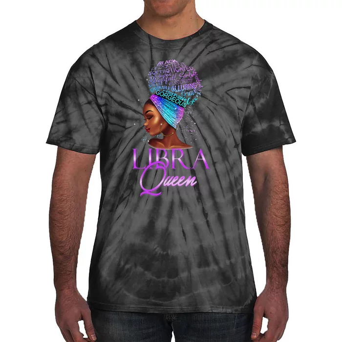 Purple Libra Queen African American Woman September October Tie-Dye T-Shirt