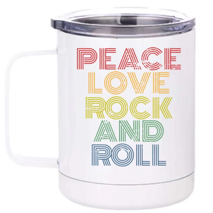 Peace Love Rock And Roll Distressed Rock Concert Front & Back 12oz Stainless Steel Tumbler Cup