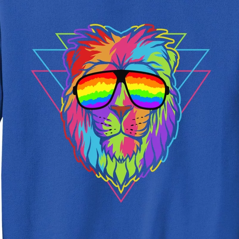 Pride Lgbt Rainbow Lion With Sunglasses Gift Tall Sweatshirt