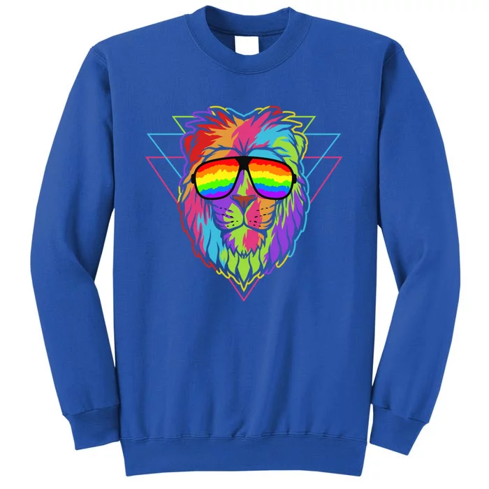 Pride Lgbt Rainbow Lion With Sunglasses Gift Tall Sweatshirt