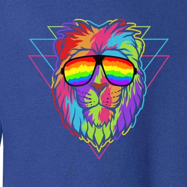 Pride Lgbt Rainbow Lion With Sunglasses Gift Toddler Sweatshirt