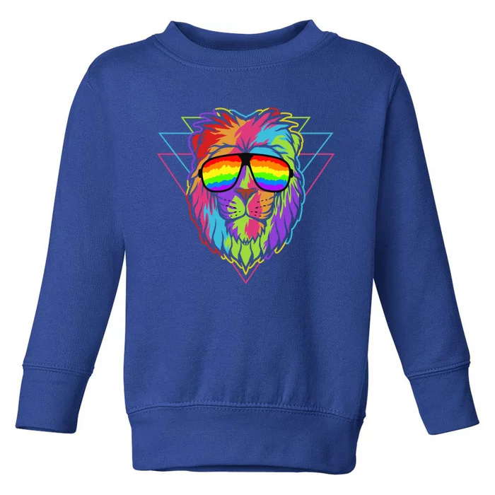 Pride Lgbt Rainbow Lion With Sunglasses Gift Toddler Sweatshirt