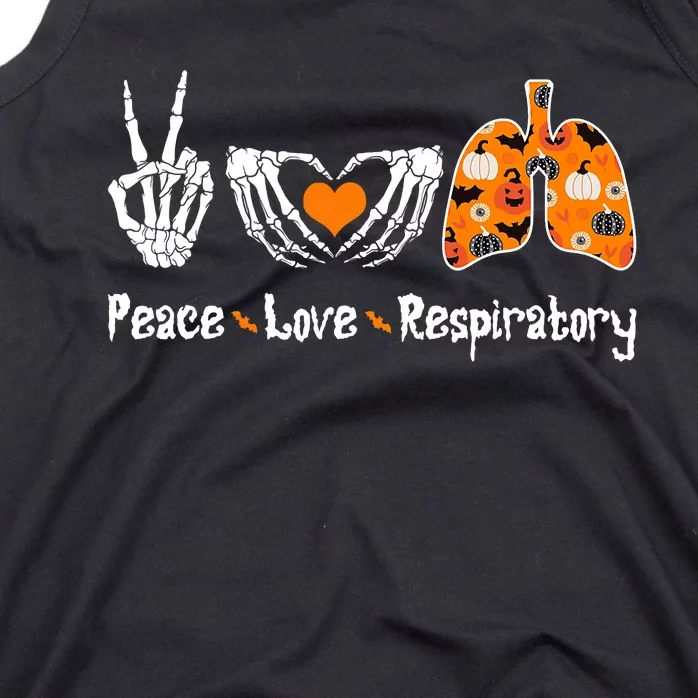 Peace Love Respiratory Therapist Skeleton Halloween Costume Tank Top