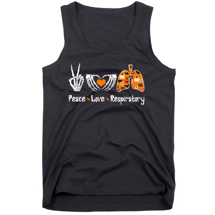 Peace Love Respiratory Therapist Skeleton Halloween Costume Tank Top