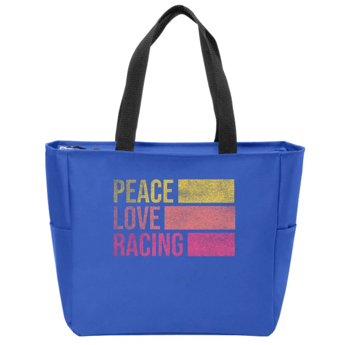 Peace Love Racing Funny Auto Racing Mechanic Ual Cute Gift Zip Tote Bag