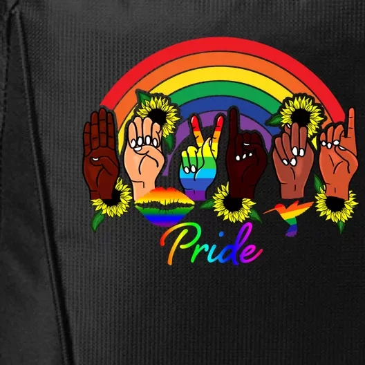 Pride Lgbt Rainbow Lips Kindness Sign Language Hand Flowers Gift City Backpack