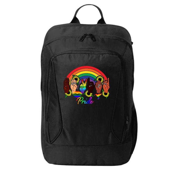 Pride Lgbt Rainbow Lips Kindness Sign Language Hand Flowers Gift City Backpack