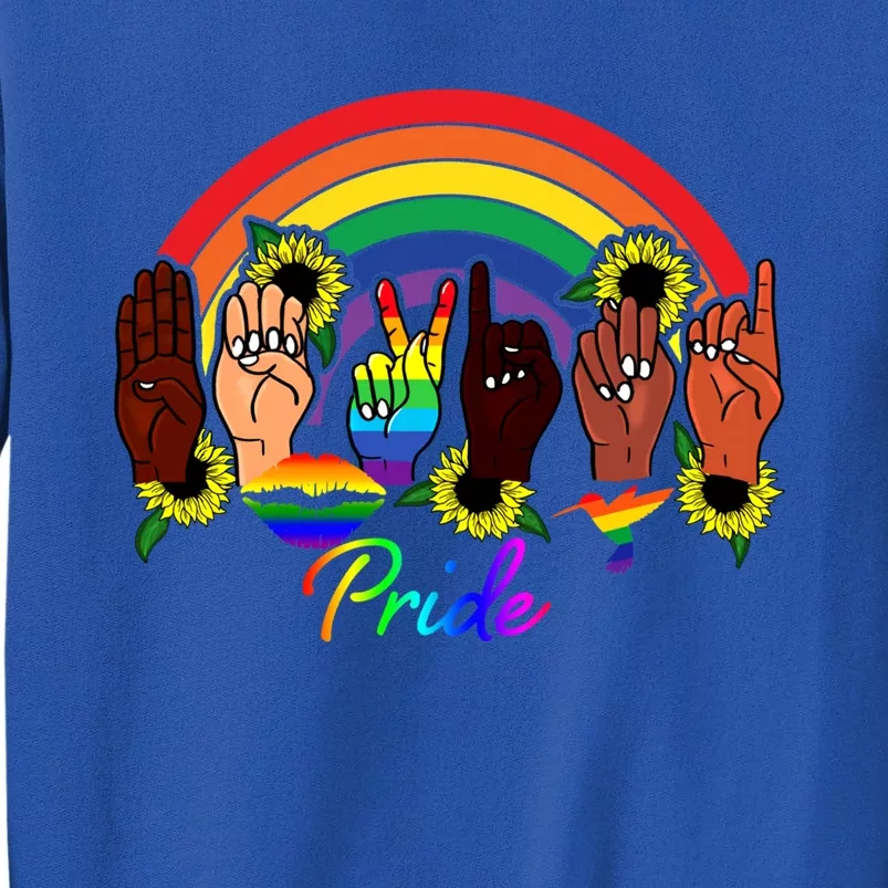 Pride Lgbt Rainbow Lips Kindness Sign Language Hand Flowers Gift Sweatshirt