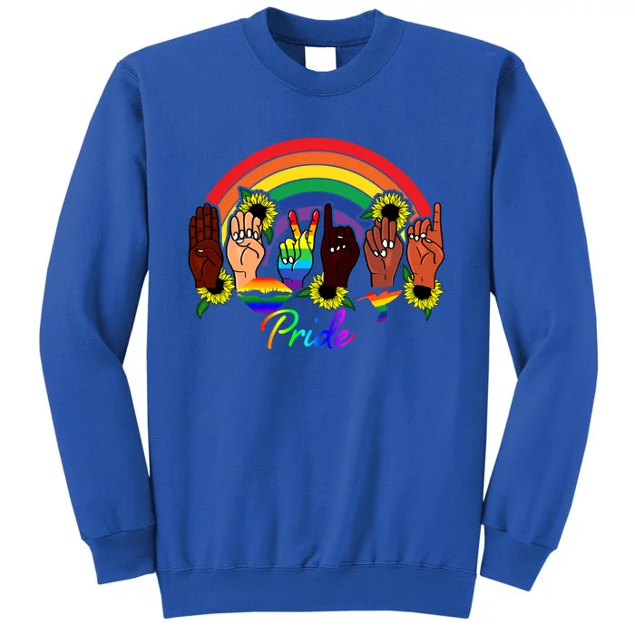 Pride Lgbt Rainbow Lips Kindness Sign Language Hand Flowers Gift Sweatshirt