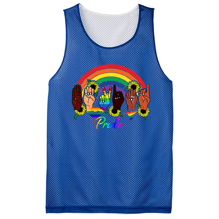 Pride Lgbt Rainbow Lips Kindness Sign Language Hand Flowers Gift Mesh Reversible Basketball Jersey Tank