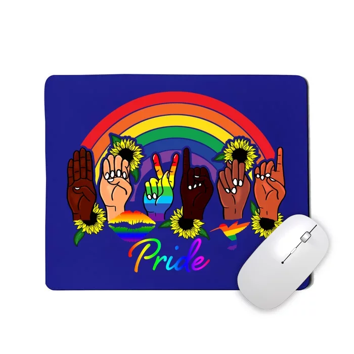 Pride Lgbt Rainbow Lips Kindness Sign Language Hand Flowers Gift Mousepad