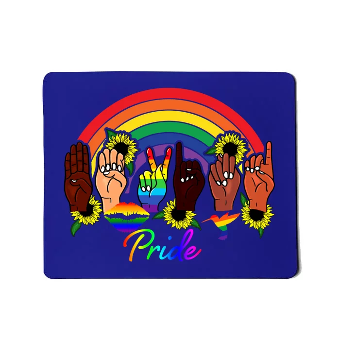 Pride Lgbt Rainbow Lips Kindness Sign Language Hand Flowers Gift Mousepad