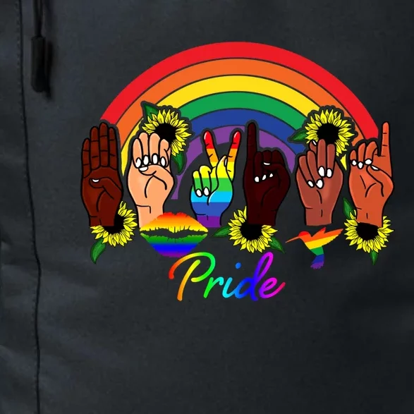 Pride Lgbt Rainbow Lips Kindness Sign Language Hand Flowers Gift Daily Commute Backpack