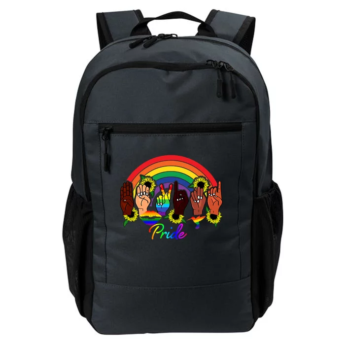 Pride Lgbt Rainbow Lips Kindness Sign Language Hand Flowers Gift Daily Commute Backpack