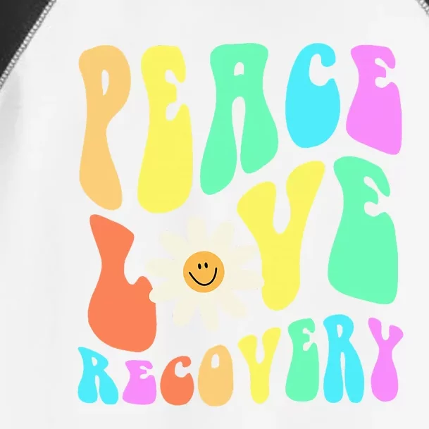 Peace Love Recovery Retro Sober Celebration Toddler Fine Jersey T-Shirt