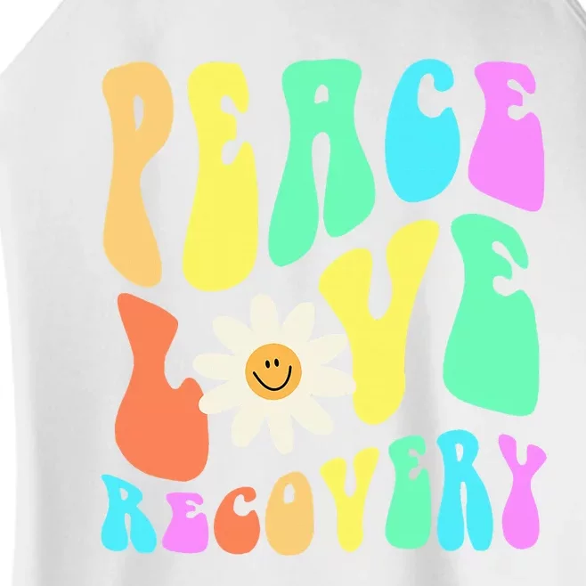 Peace Love Recovery Retro Sober Celebration Women’s Perfect Tri Rocker Tank