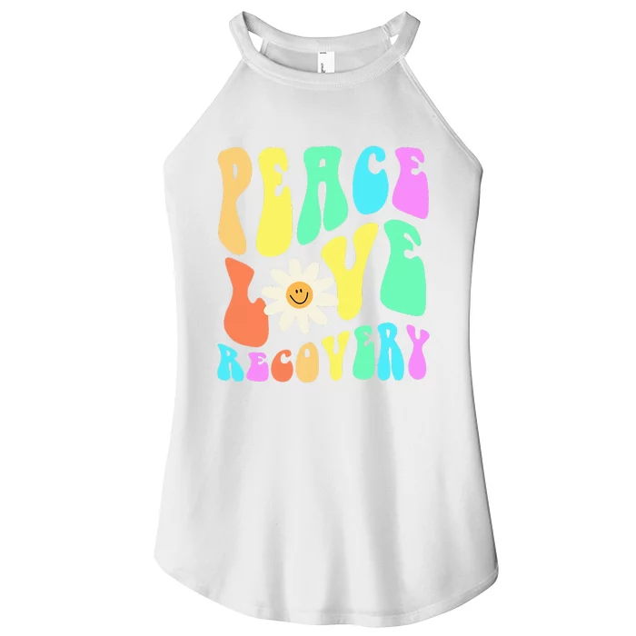 Peace Love Recovery Retro Sober Celebration Women’s Perfect Tri Rocker Tank