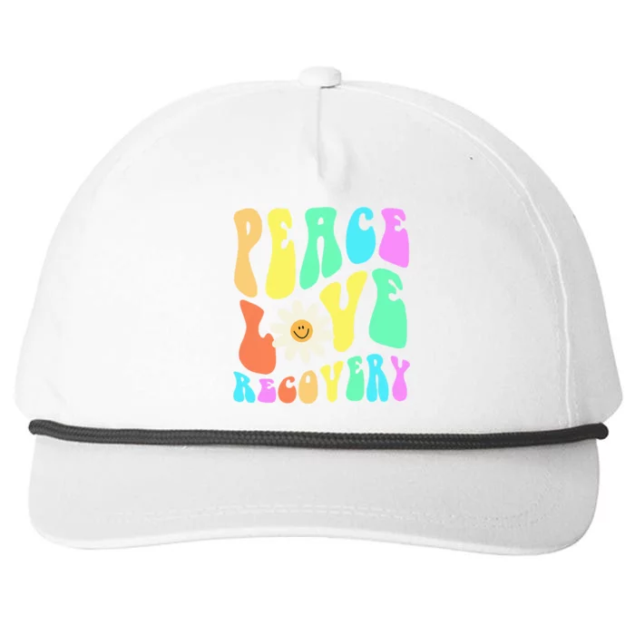 Peace Love Recovery Retro Sober Celebration Snapback Five-Panel Rope Hat