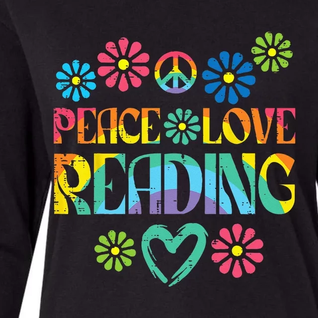 Peace Love Reading Tie Dye Book Lover Bookworm Librarian Womens Cotton Relaxed Long Sleeve T-Shirt